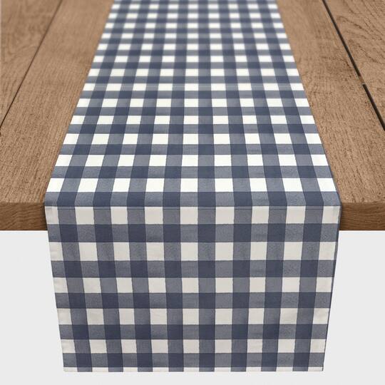 Navy Buffalo Check Outdoor Table Runner